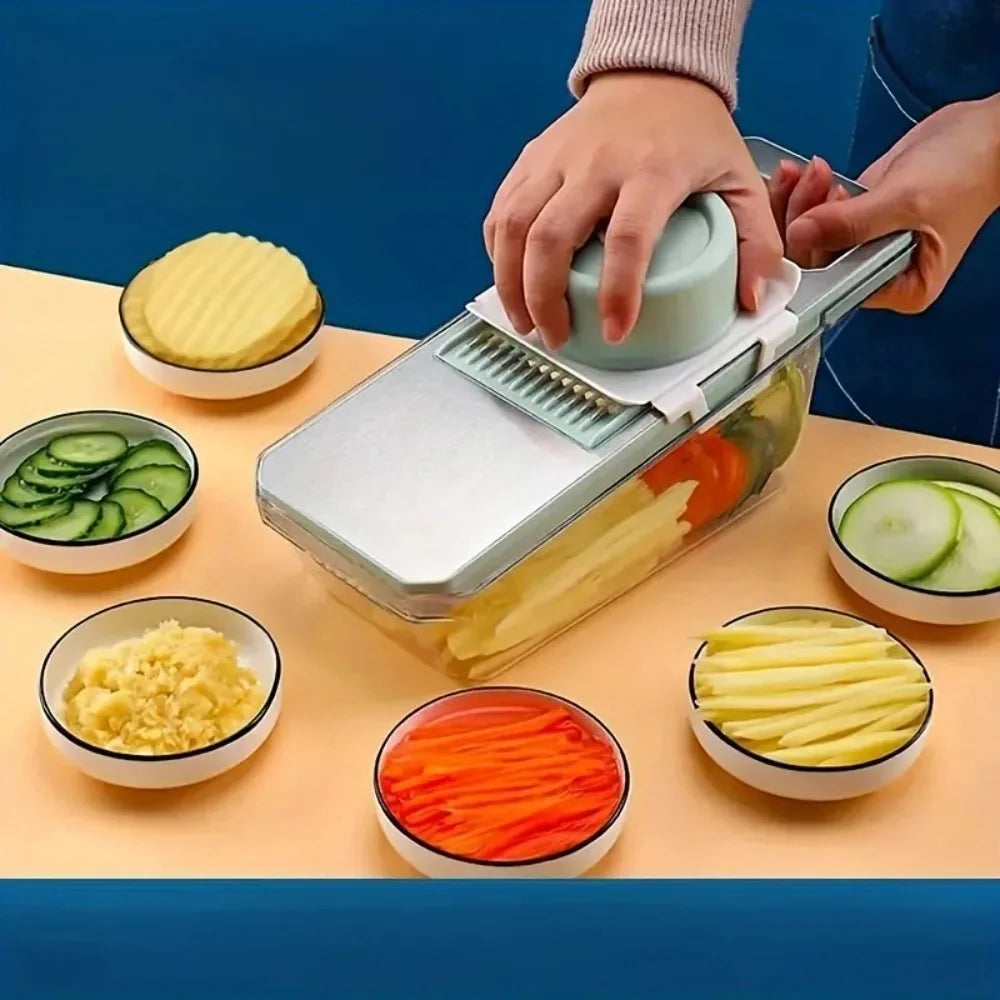 Mandoline Slicer with 3 Stainless Steel Blades – Julienne & Vegetable Cutter for Potato, Carrot & More