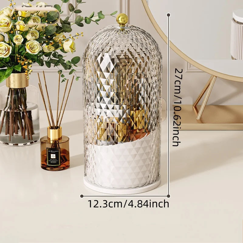 Rotating Makeup Brush Storage Box – Dressing Table Organizer for Easy Brush Storage & Display