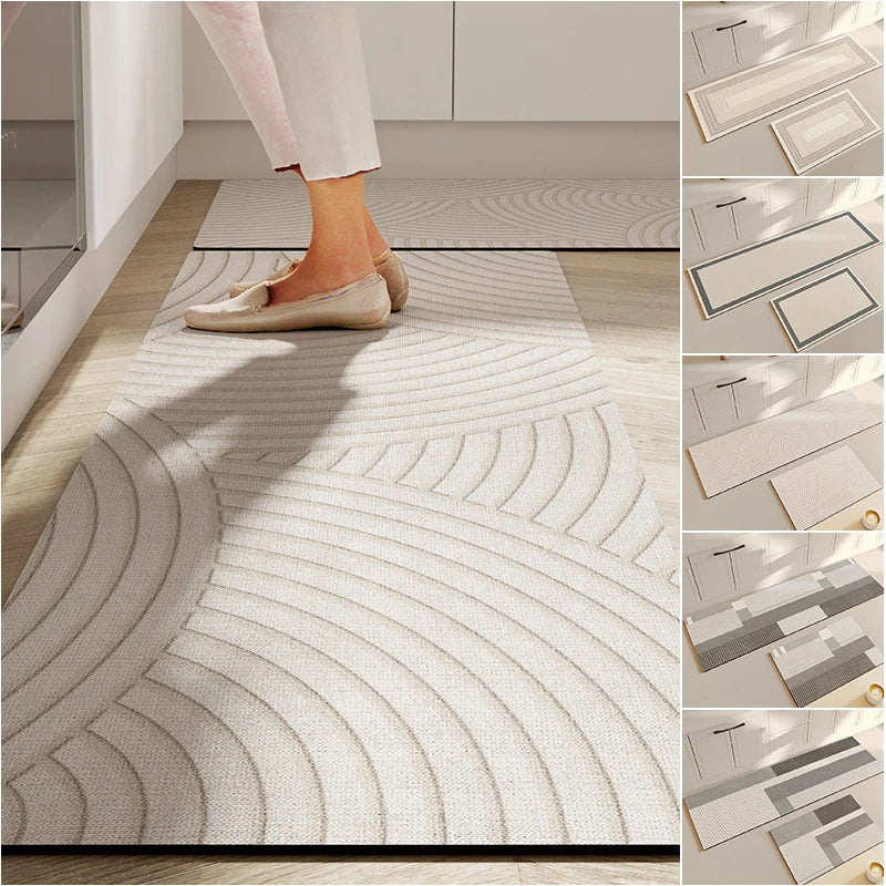 Super Absorbent Shower Bath Mat Bathroom Anti-Slip Carpet Rug Simple Kitchen Entrance Soft Door Bathtub Side Bath Mat Home Decor
