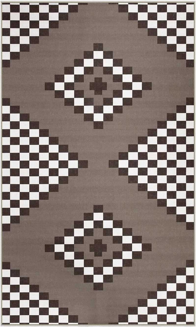 Living Room Carpet Non-slip Dirt-resistant Wear-resistant Floor Mat Black White Checkered Rug Home Decoration Large Size Mats