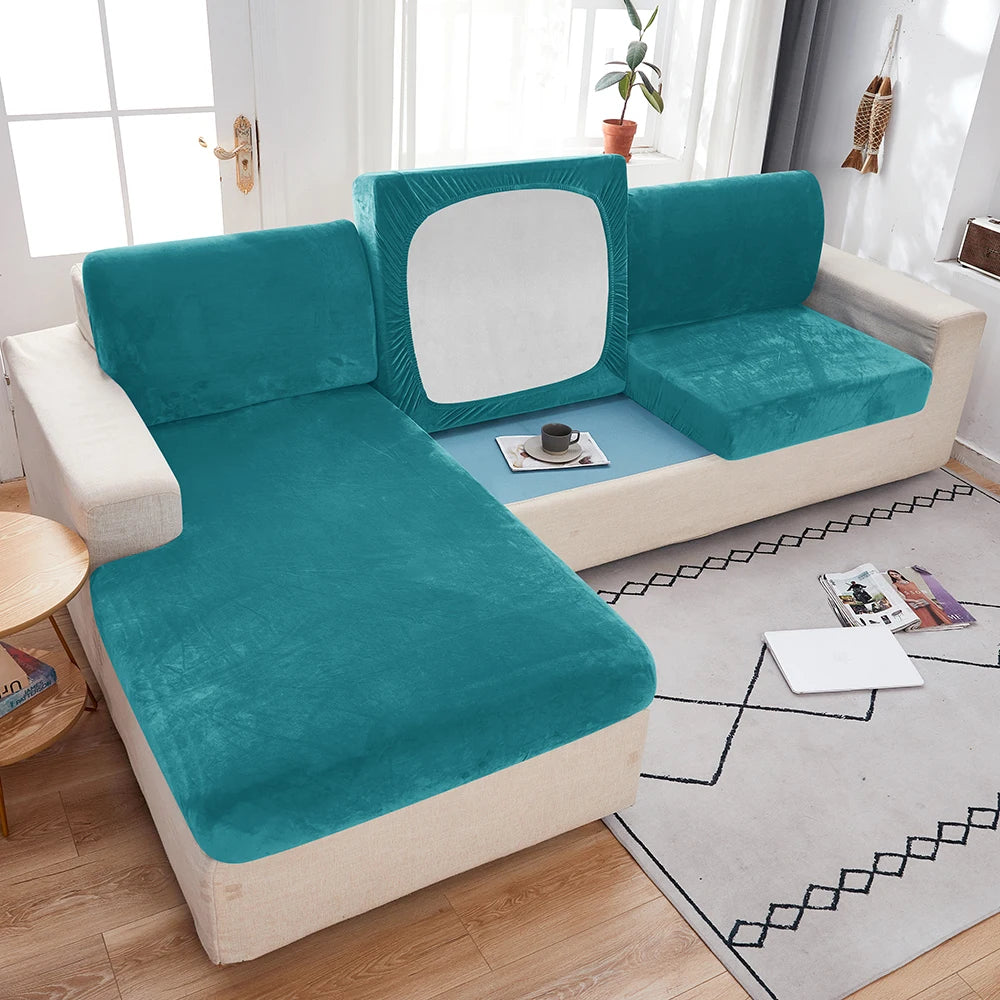 1pc Plush Sofa Slipcover Anti-slip Elastic Sofa Cover for Bedroom Office Living Room Home Decor Couch Cover Furniture Protector