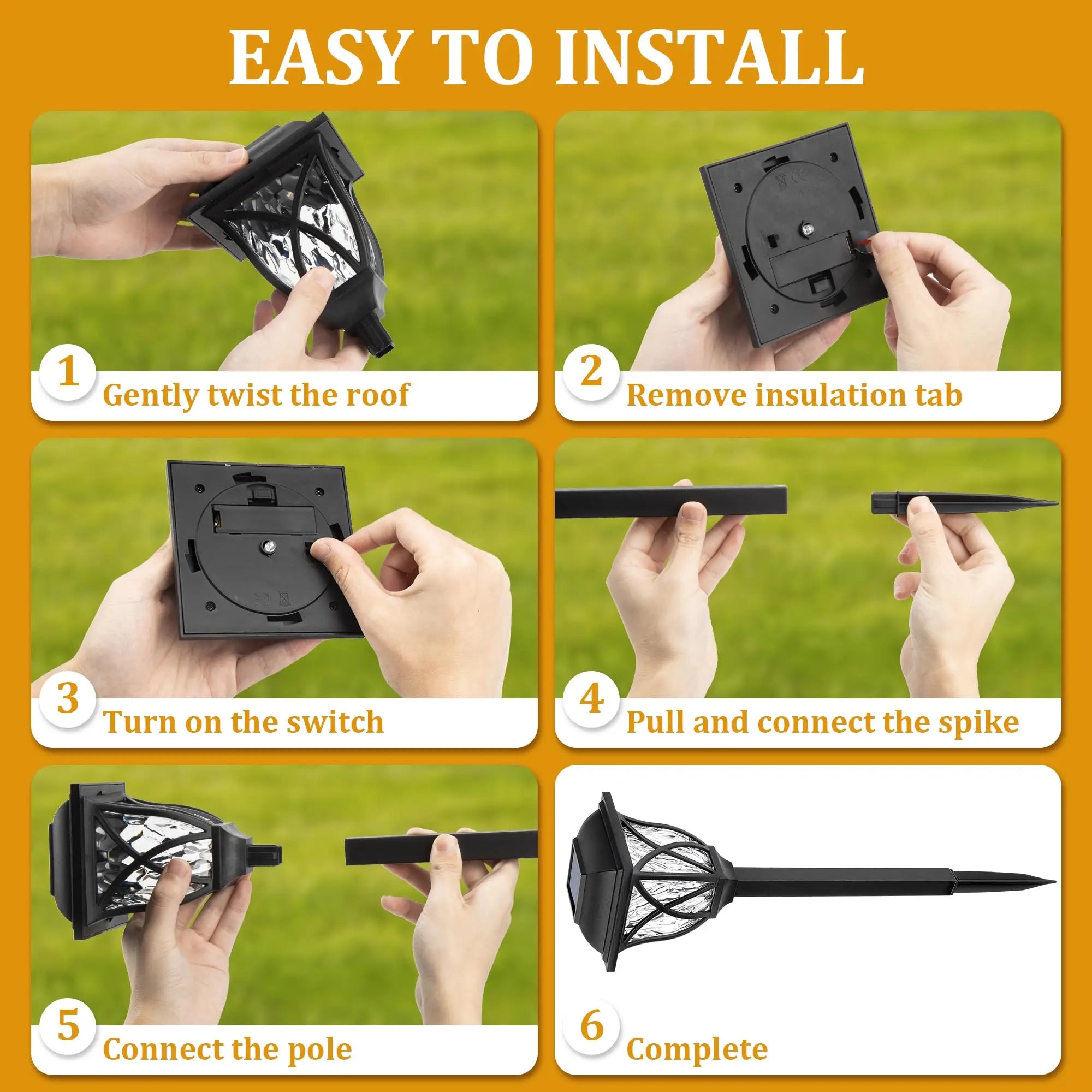 2pcs Led Solar Lawn Lights Outdoor Lamp Waterproof Warm Light Garden Courtyard For Walkway Path Villa Landscape Lights