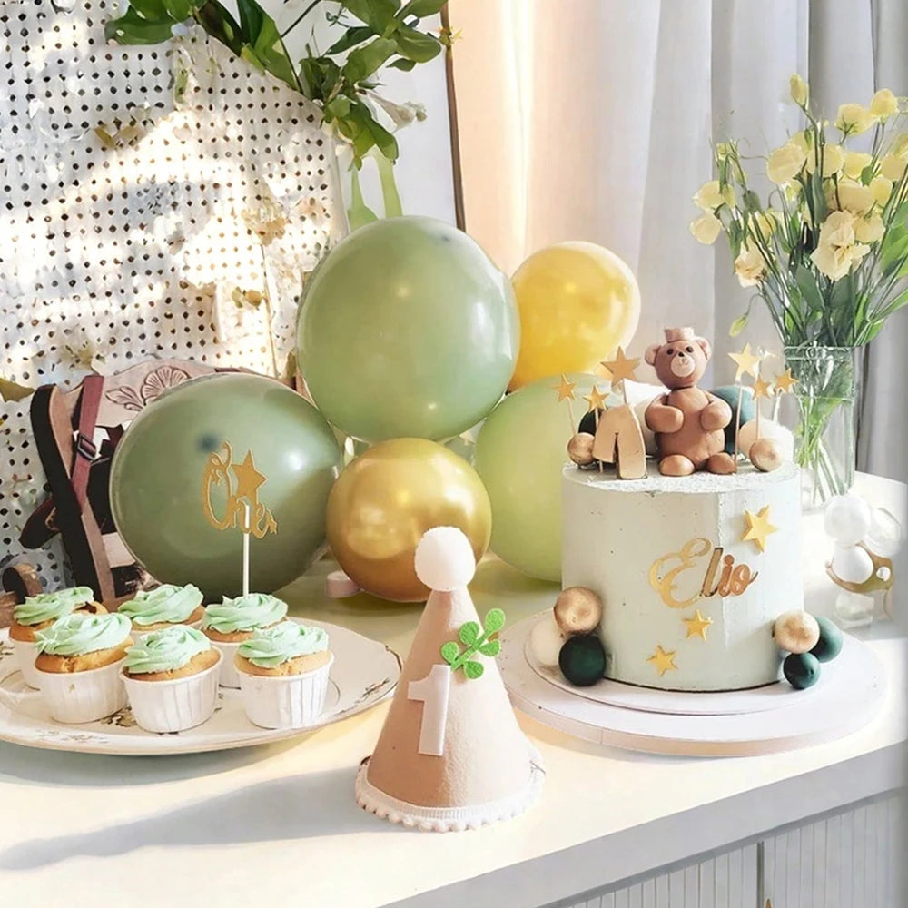 Retro Olive Green Balloons Kit White Confetti Balloon Party Decoration Balloon Birthday Party Wedding Important Festival Decorat