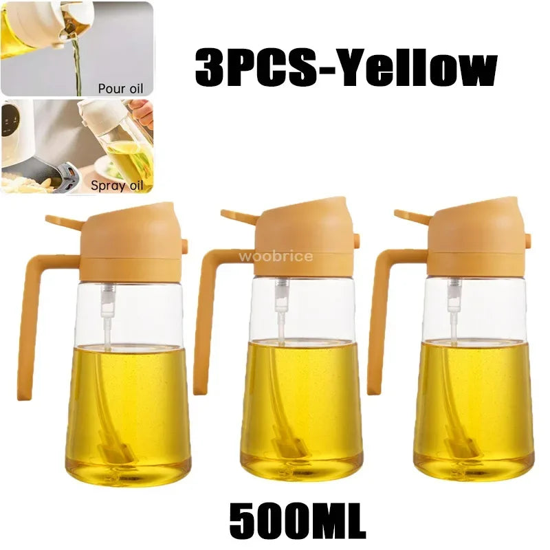 2 in 1 Kitchen Oils Spray Bottle Olive Sprayer Oil Spray Oil Sprayer Plastic for Cooking BBQ Baking Oils Dispenser Accessories