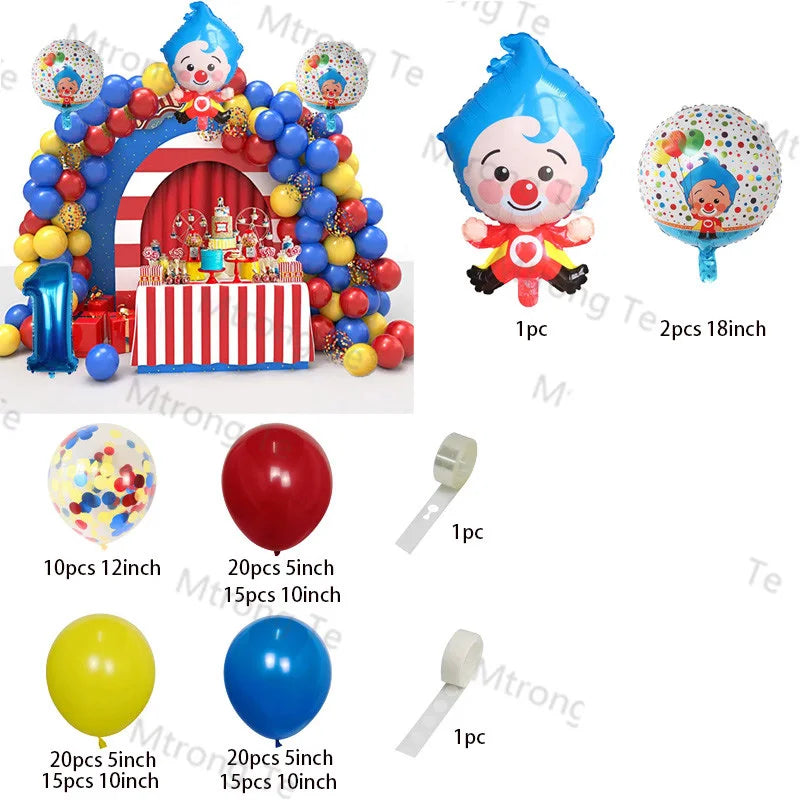 1set Plim Clown Foil Number Balloons Blue Latex Air Globos Children Baby Shower Birthday Party Decorations Kids Inflatable Toys
