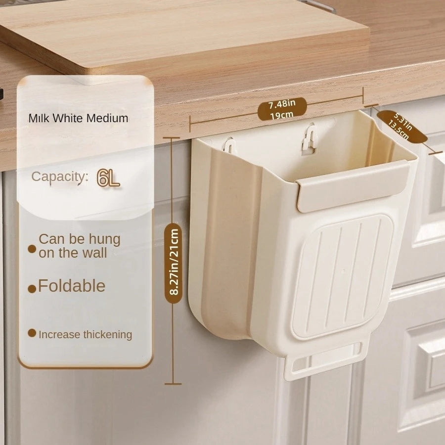Suspended Foldable Trash Can – Wall-Mounted Kitchen Cabinet Door Waste Bin