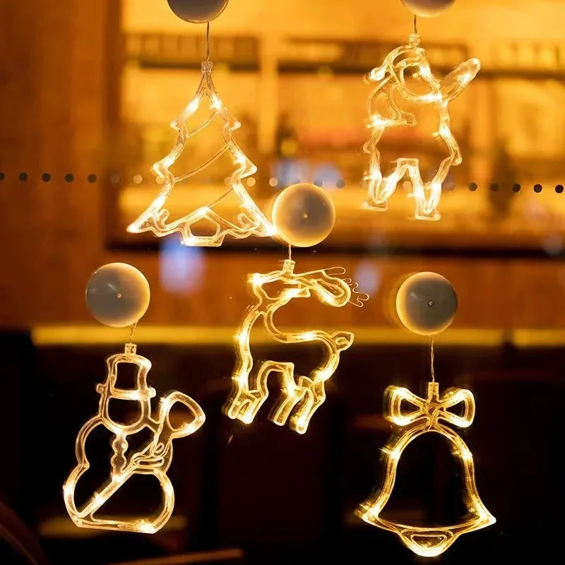 Christmas Decoration Suction Cup Lights Santa Claus Led Decorative Lamp Christmas tree Lighting In Living Room Display Windows