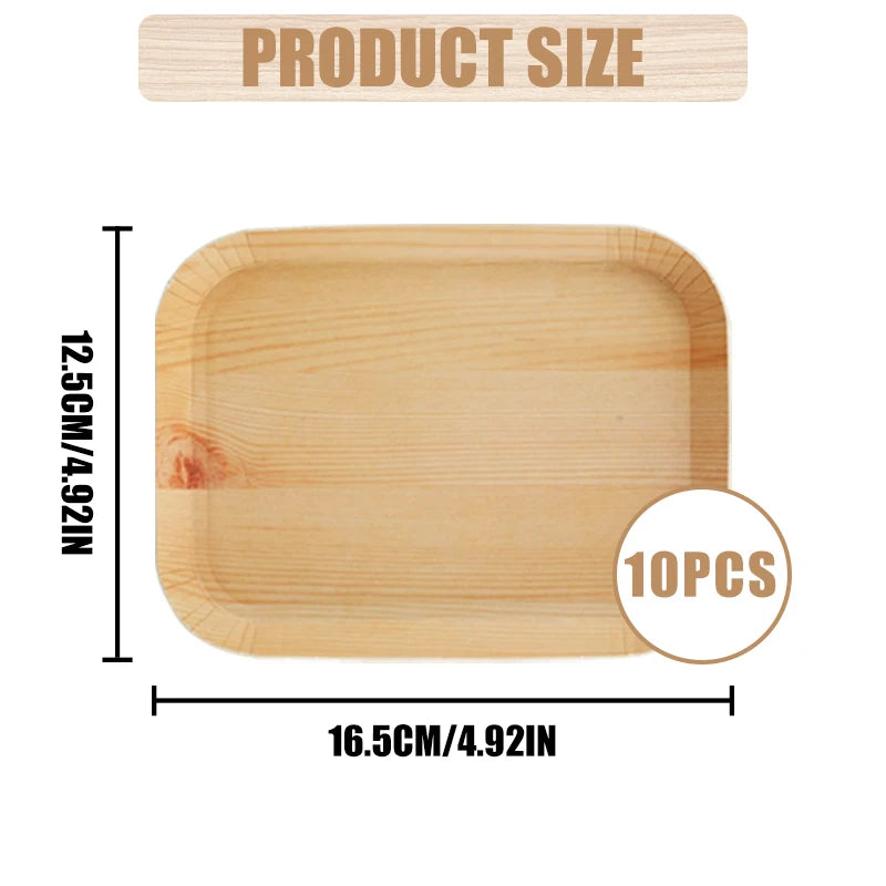10/20pcs Disposable Rectangle Wood Plates Paper Tray Tableware Desserts Bread Salad Dinner Party Table Accessorie Container