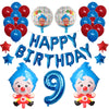 1set Plim Clown Foil Number Balloons Blue Latex Air Globos Children Baby Shower Birthday Party Decorations Kids Inflatable Toys