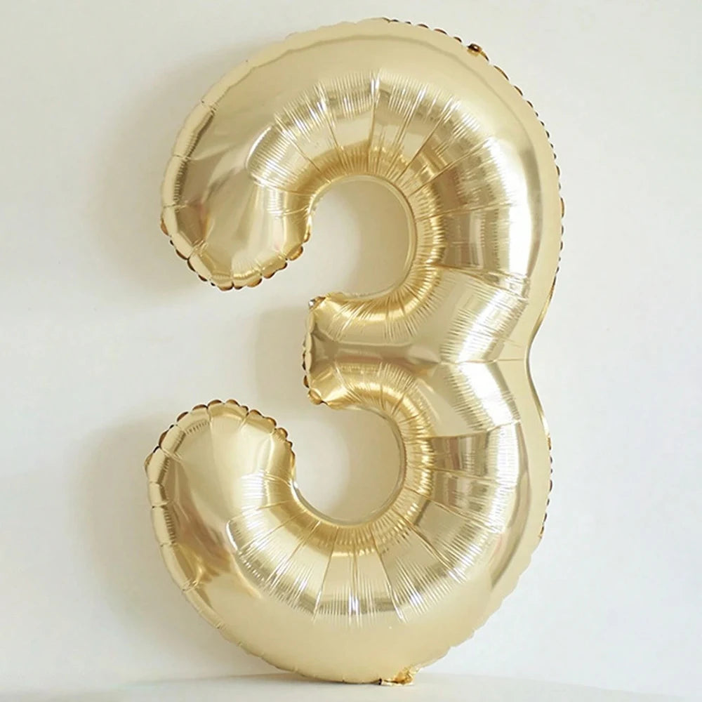 1pc 40inch Platinum Colour Number 0-9 Balloons Helium Balloon Digit Globos Birthday Party Decorations，Anniversary, Graduation