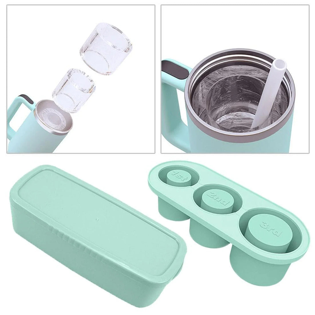 Silicone Ice Cube Molds with Lid for 30/40 Oz Tumbler Cups for Water Mug Easy Fill and Release Ice Maker Ice Cube Tray