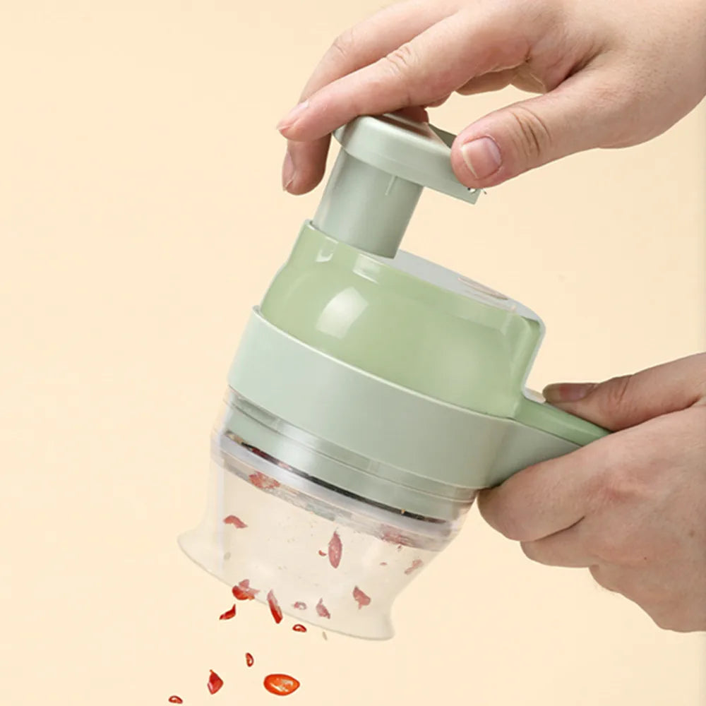 4In1 Electric Vegetable Cutter Set Handheld Wireless Electric Garlic Masher Food Chopper Meat Grinder Machine Food Peel Slice