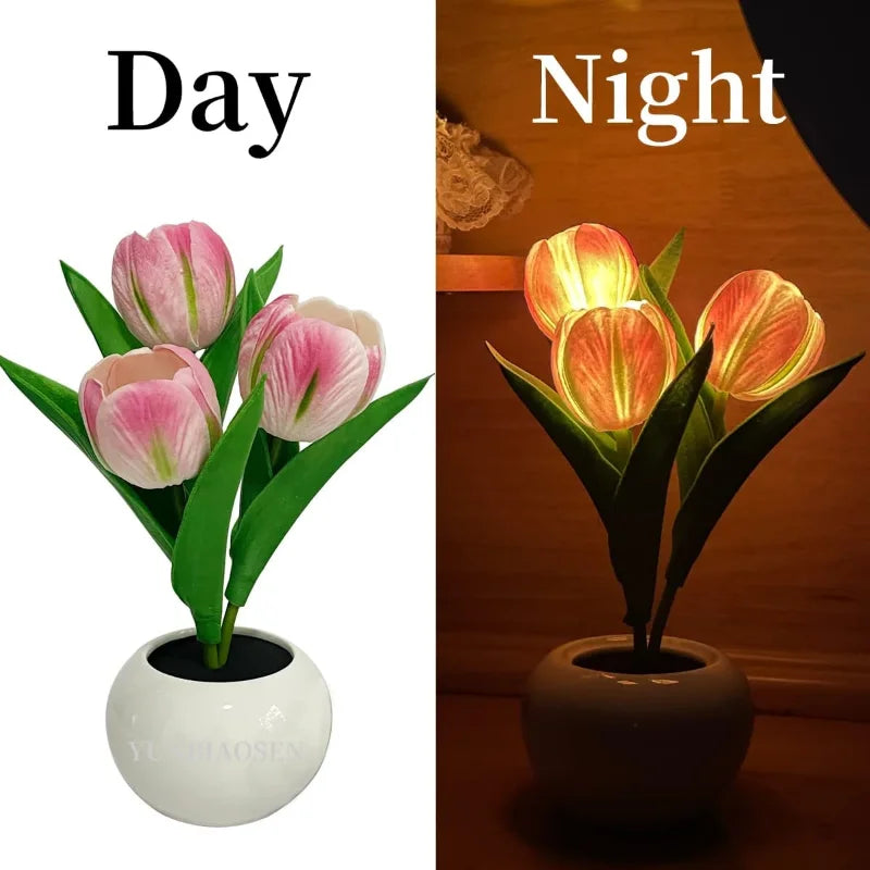 LED Tulip Night Light – Simulation Flower Atmosphere Desk Lamp for Room Decor & Gift