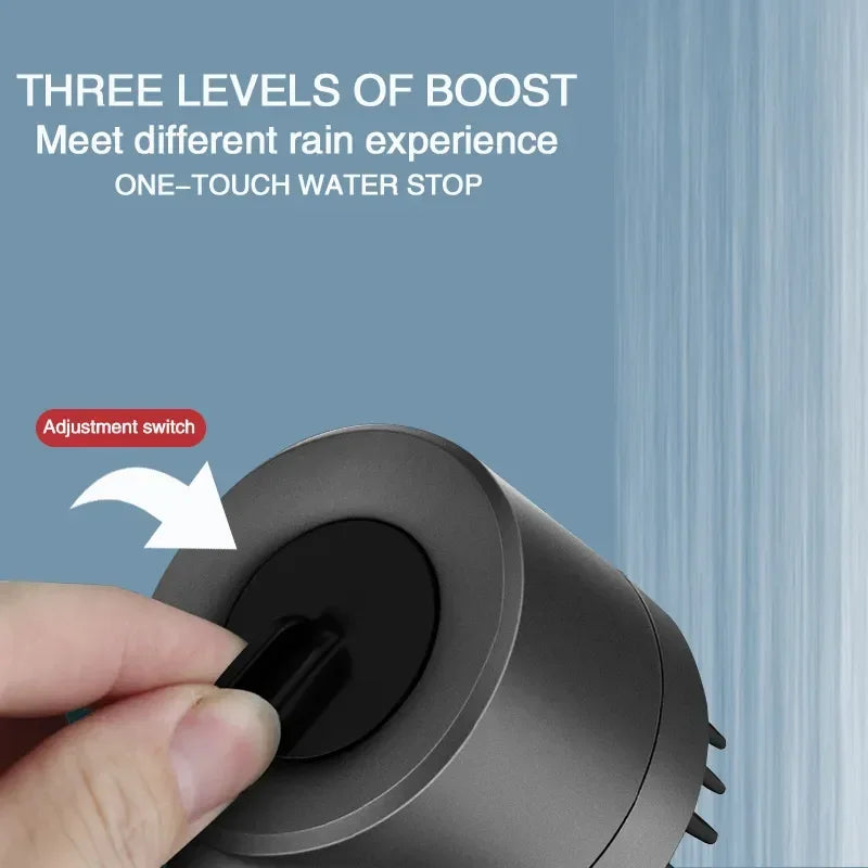 3-Mode High Pressure Shower Head with Massage Brush Filter