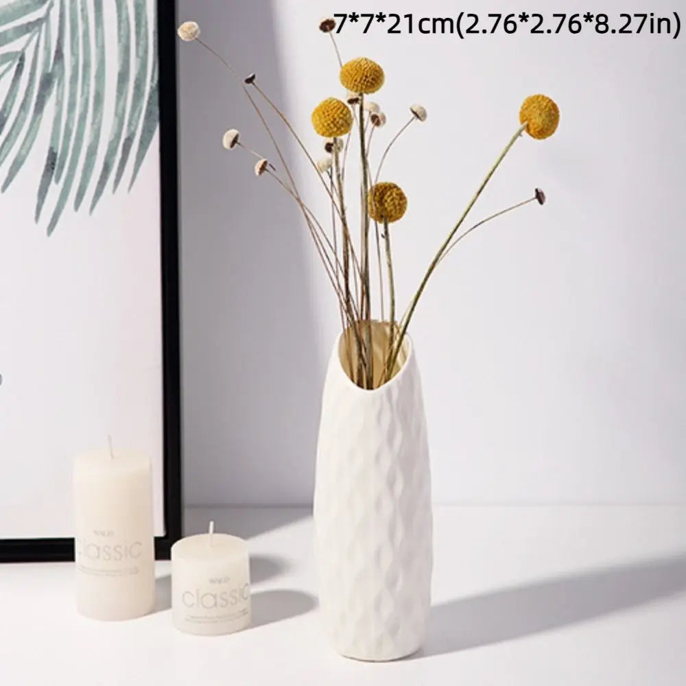 1PC Plastic Spiral White Vase Nordic Creative Flower Arrangement Container For Kitchen Living Bedroom Home Decoration Ornament