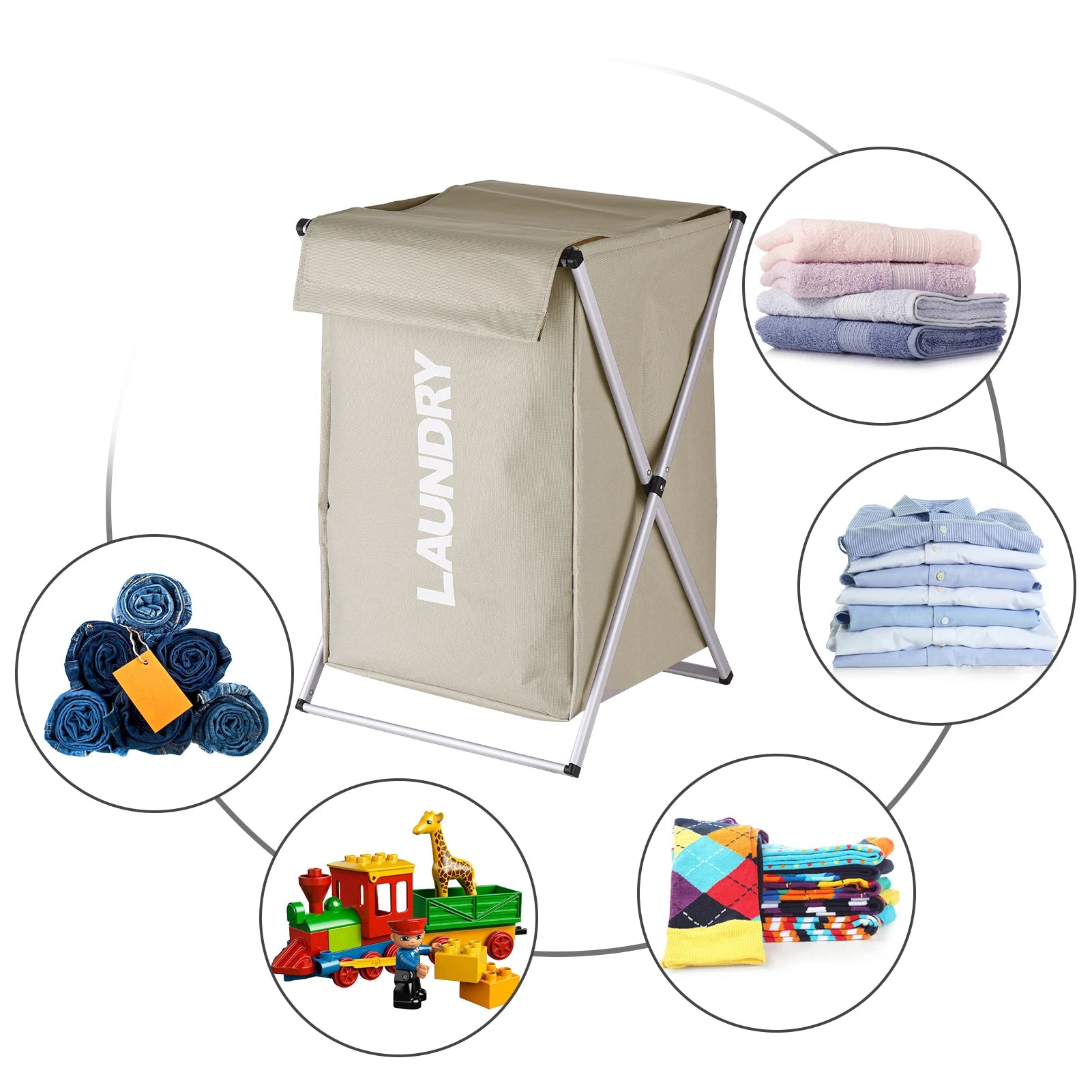 Dirty Clothes Laundry Basket Storing Waterproof Oxford Storage Bags Portable Foldable Clothing Toy Household Organizer