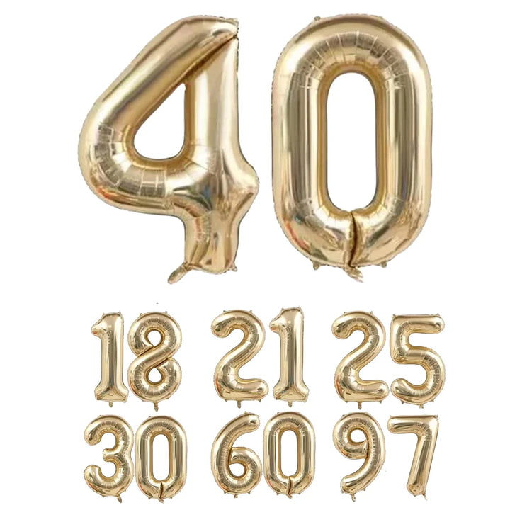 1pc 40inch Platinum Colour Number 0-9 Balloons Helium Balloon Digit Globos Birthday Party Decorations，Anniversary, Graduation