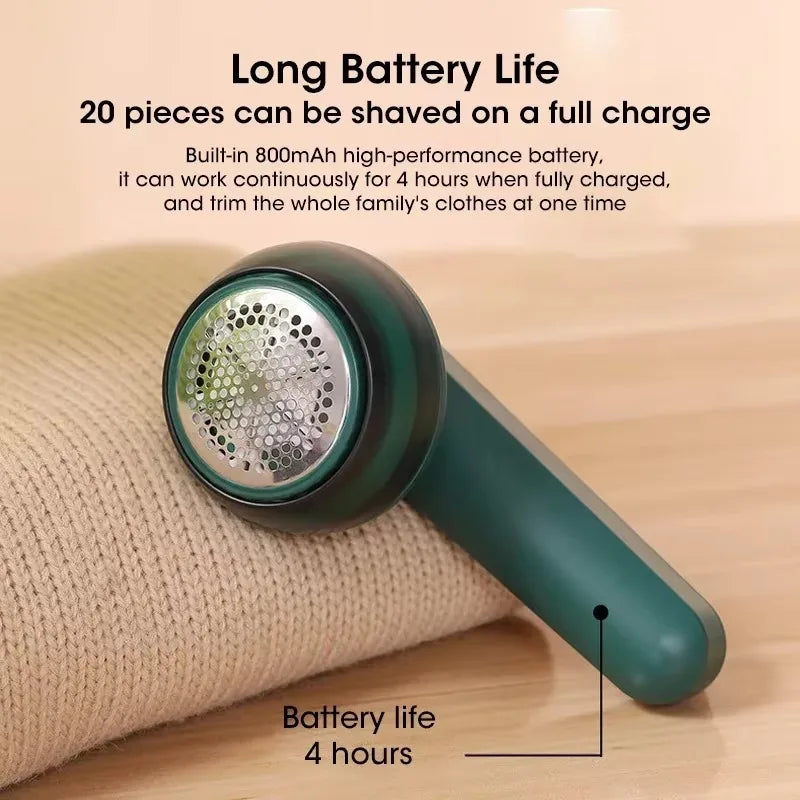 Rechargeable Fabric Shaver & Lint Remover – Upgraded 6-Blade Fuzz Ball Trimmer with LED Display & Type-C Charging for Travel & Home