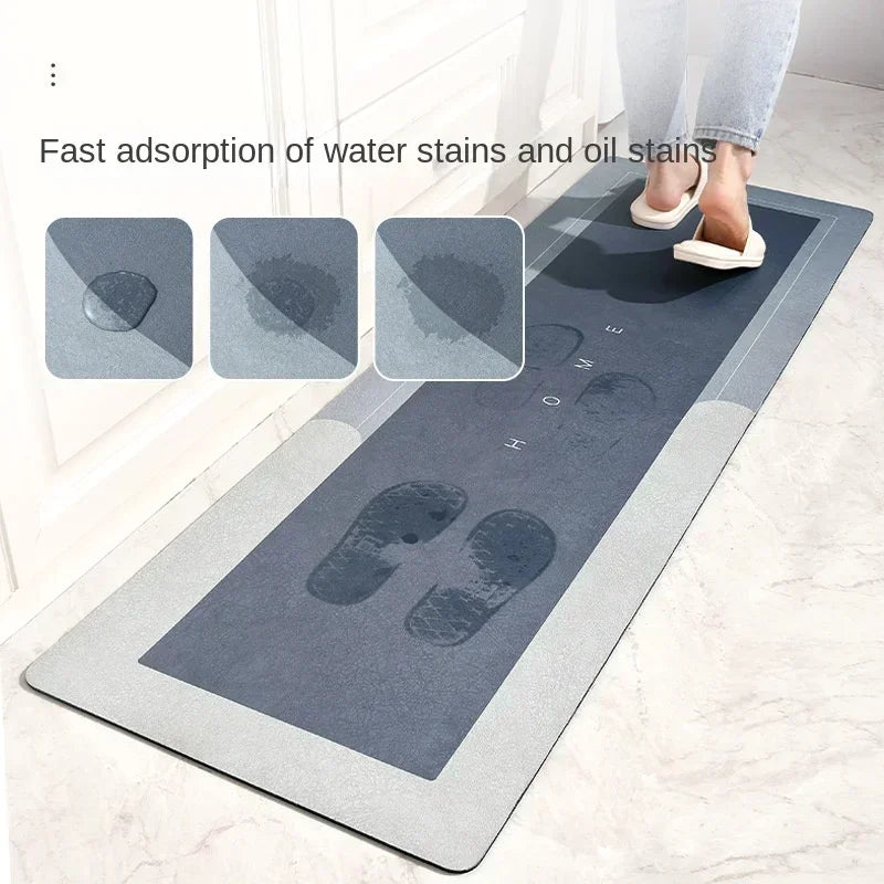 Kitchen Absorbent Long Strip Mat – Non-Skid Waterproof Wipeable PVC Comfort Standing Rug for Kitchen, Bathroom & Home (40x50cm to 40x160cm)