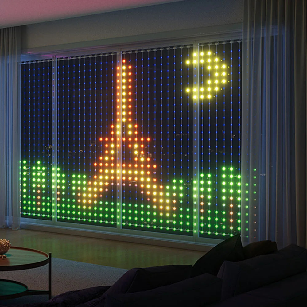 Christmas Light Smart LED Curtain Lights App Control Music Sync DIY Pattern IP67 Waterproof for Indoor Outdoor Party Decor