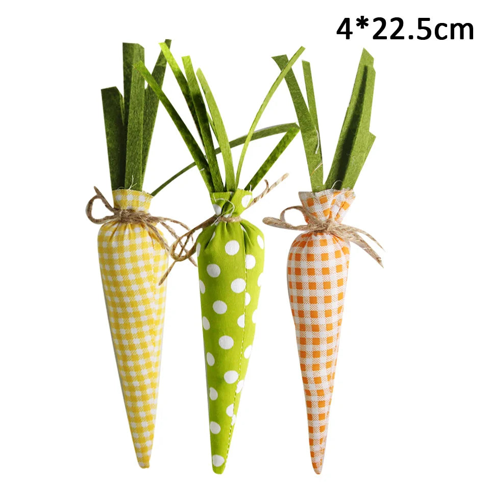 1pack Green Pink Easter Eggs Fabric Rabbits Carrots For Easter Party Hanging Decorations Kids Birthday Party Gifts Supplies