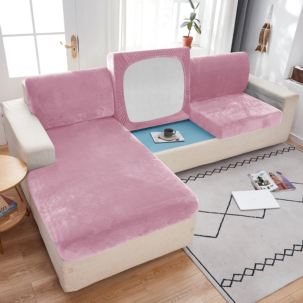 1pc Plush Sofa Slipcover Anti-slip Elastic Sofa Cover for Bedroom Office Living Room Home Decor Couch Cover Furniture Protector