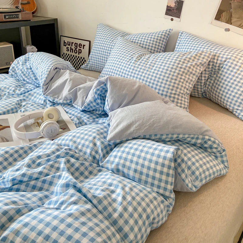 Skin-friendly Quilt Cover Plaid Style Duvet Covers Double Side Bed Cover постельное белье Home Comforter Covers(No Pillowcase)