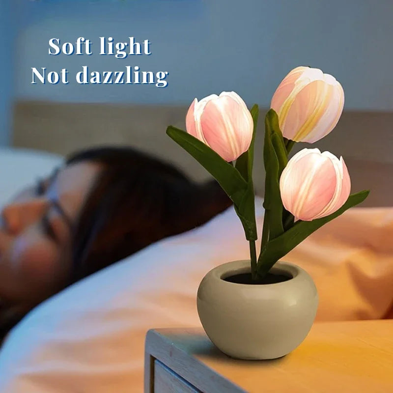 LED Tulip Night Light – Simulation Flower Atmosphere Desk Lamp for Room Decor & Gift