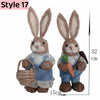 Easter Bunny Simulation Straw Bunny for Easter Cute Standing Rabbits Creative Home Spring Garden Decoration Crafts Gift for Kids