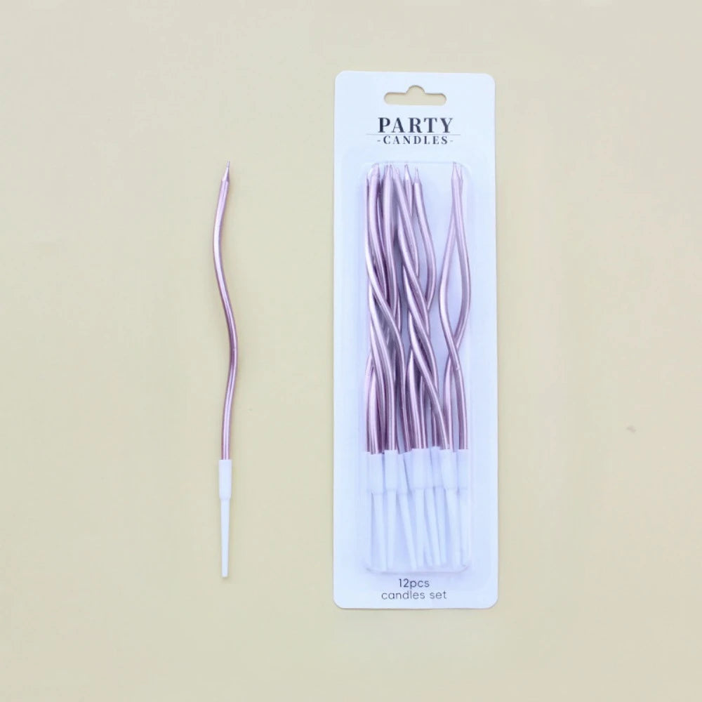 12/48pcs/1case Birthday Candles Spiral Cake Candles Long Thin Cake Candles For Wedding Party And Cake Decoration