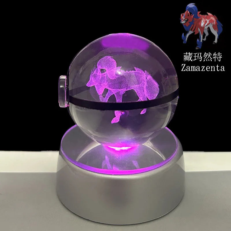 Pokemon 3D Crystal Ball Pikachu Gengar Eevee Mewtwo Anime Game Pokeball Led Night Light Base Kids Birthday Gift Home Decoration
