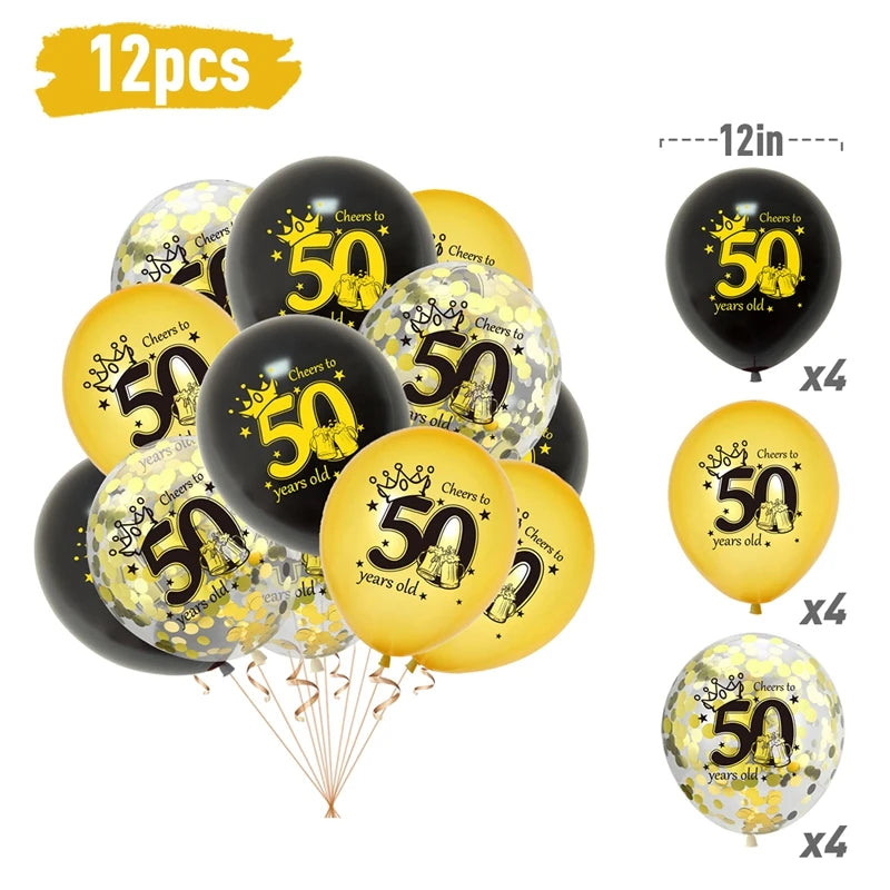 Happy Birthday 40 50 60 Latex Balloons for Adult Birthday Party Decoration 40th 50th 60th Confetti Balloon Anniversary Supplies