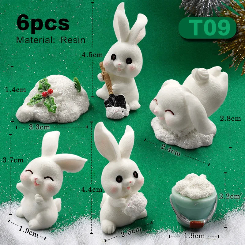 Halloween Christmas Easter White Rabbit Figurine DIY Home Decor Miniature Fairy Garden Dollhouse Decoration Accessories Modern