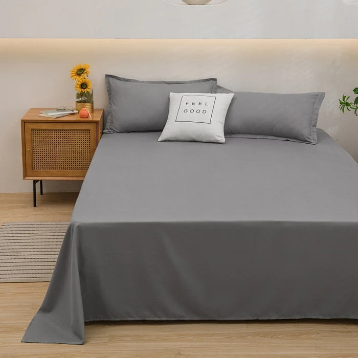 1 pc Bed Flat Sheet for Double Bed Plain Solid Color Top Sheets Single/Queen/King Flat Bedsheets Soft Home Bed Linen Sheets