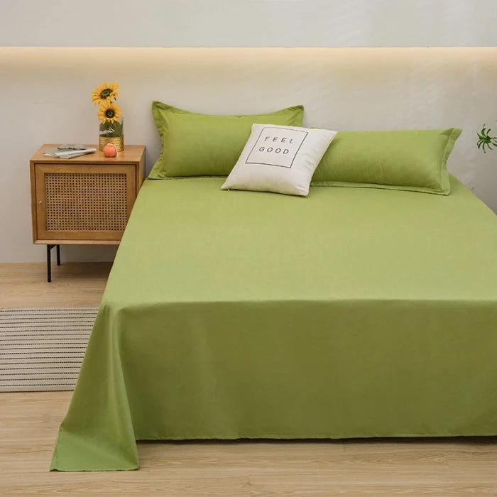1 pc Bed Flat Sheet for Double Bed Plain Solid Color Top Sheets Single/Queen/King Flat Bedsheets Soft Home Bed Linen Sheets