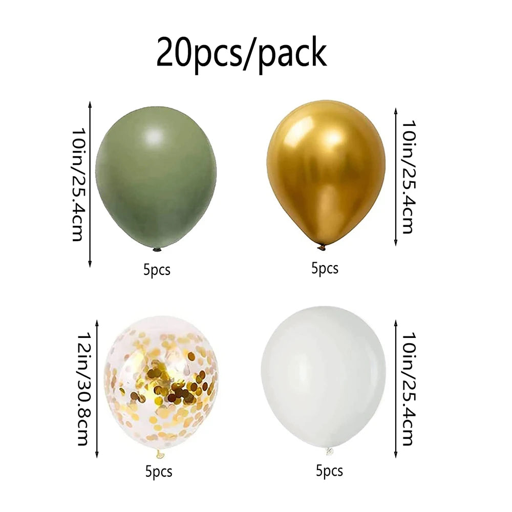 Retro Olive Green Balloons Kit White Confetti Balloon Party Decoration Balloon Birthday Party Wedding Important Festival Decorat