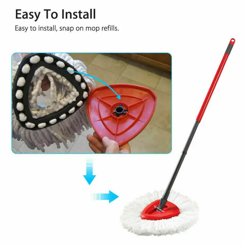 Easy Wring and Clean Floor Mop Turbo Microfibre 2in1 Replacement Refill Mop Head Accessory Home Cleaning Tools