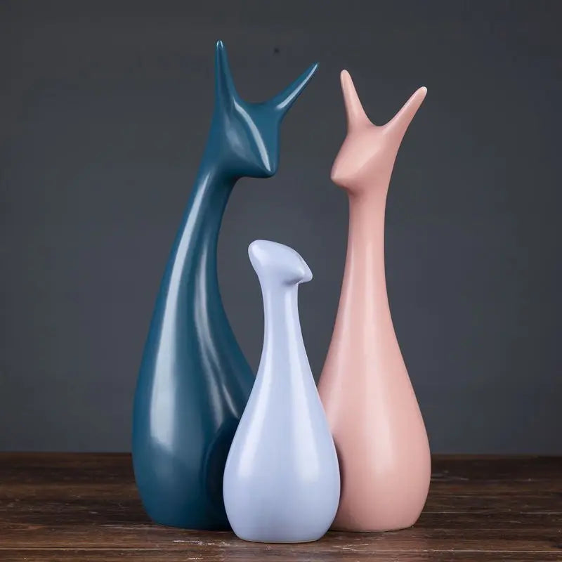 Modern Feng Shui Ceramic Figurines Livingroom Ornaments Home Furnishing Decoration Crafts Office Room Accessories Wedding Gifts