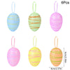 24/6pcs Painted Foam Easter Eggs Rabbit Hanging Ornaments Decoration for Home Easter Tree Pendants Basket Decor Kids Gift 2025