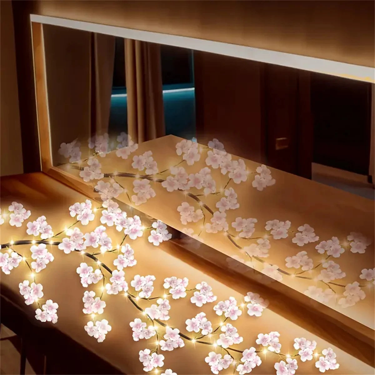 Lámpara de cadena colorida con 96 luces LED USB de ratán con forma de rama de árbol, 8 modos, ideal para San Valentín, Navidad, bodas y dormitorios.