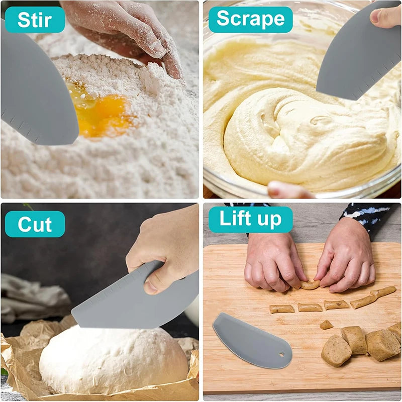 Silicone Dough Scraper Cutter Multifunctional Dough Cutting with Scale Pastry Cream Spatula Cake Decoration Tool Baking Tool
