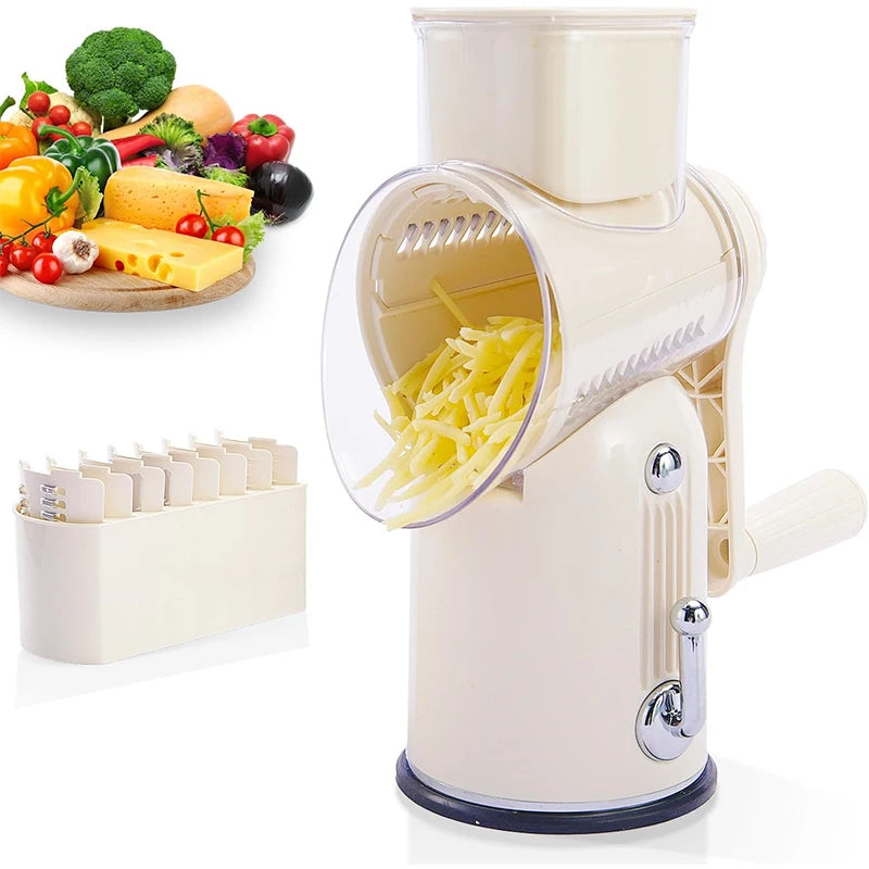 Manual Rotary Cheese Grater with Handle 5 in 1 Vegetable Slicer Shredder Kitchen Carrot Grater Cucumber Cutter Nut Grinder JT582