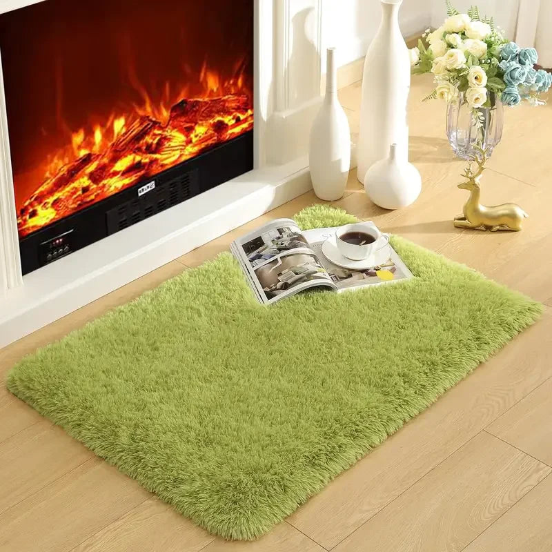 VIKAMA Children'S Room Mat Home Decor Living Room Mat Tie-Dye Gradient Silk Wool Carpet Entry By Mat Plush Soft Fluffy