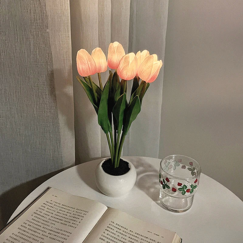 LED Tulip Night Light – Simulation Flower Atmosphere Desk Lamp for Room Decor & Gift