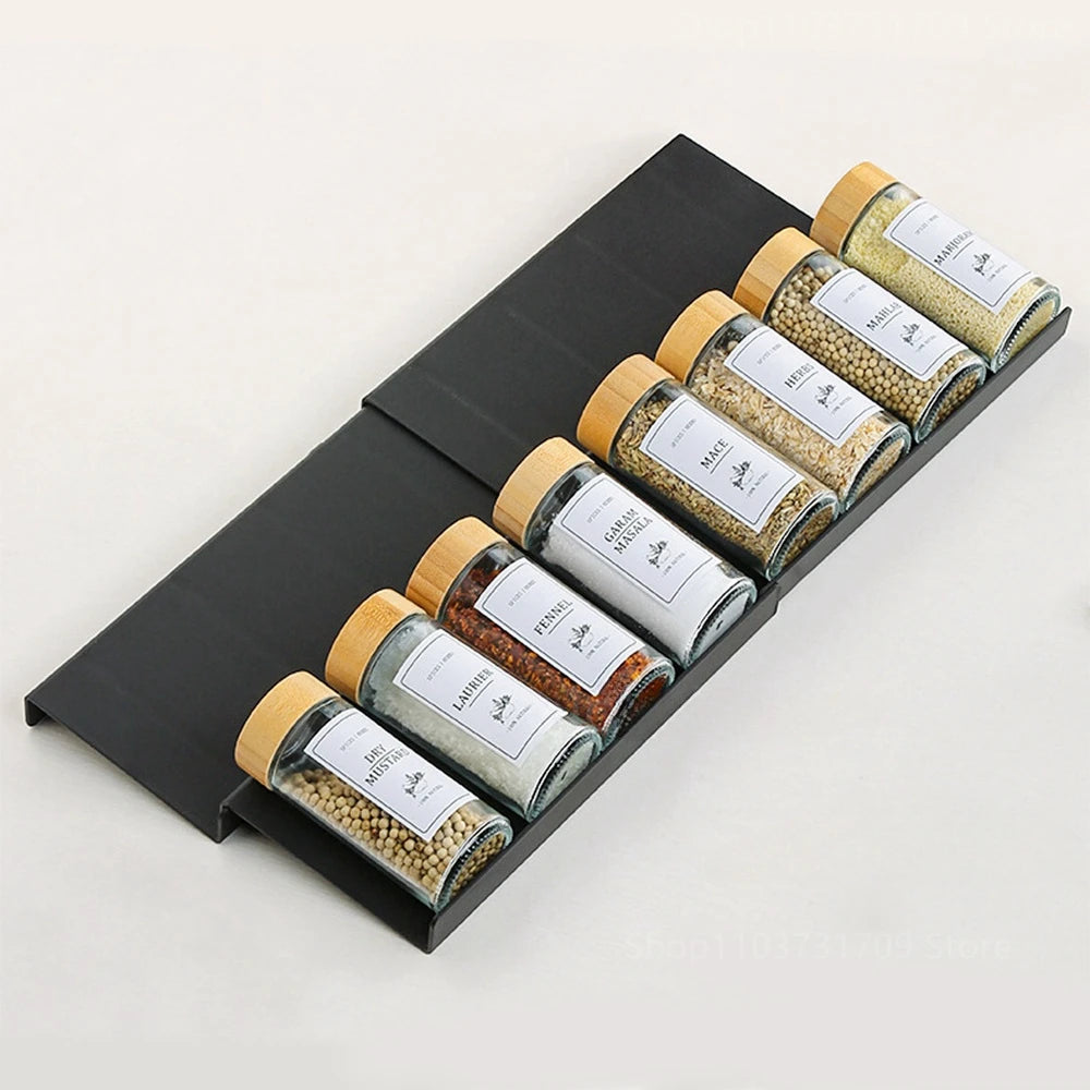 4 Layers Kitchen Spice Drawer Organizer Adjustable Spice Rack for Spice Jars Seasoning Bottles Cabinet Pantry Kitchen Organizer