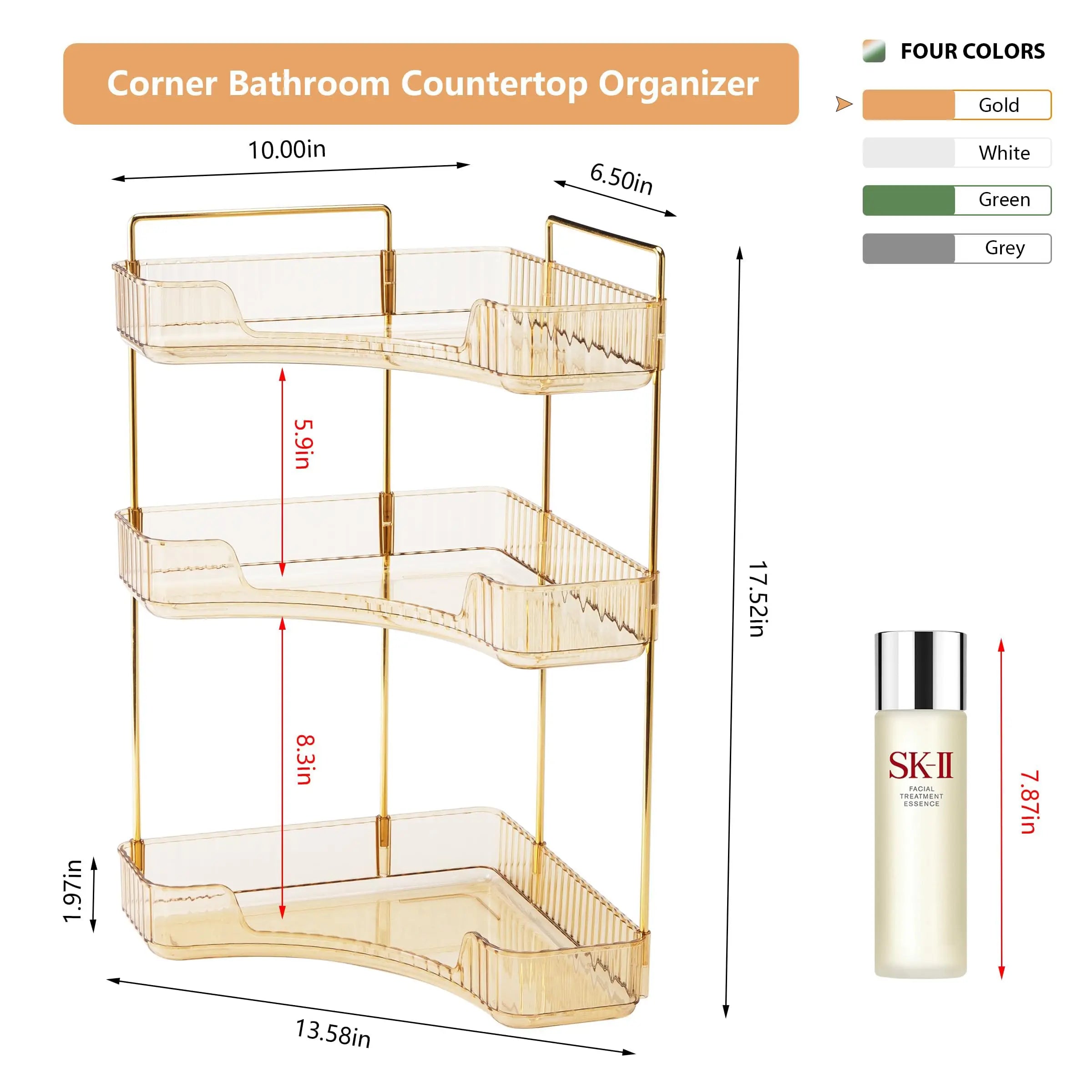 Bathroom Counter Organizer – Countertop Shelf Tray for Skincare, Perfume & Cosmetics on Dresser