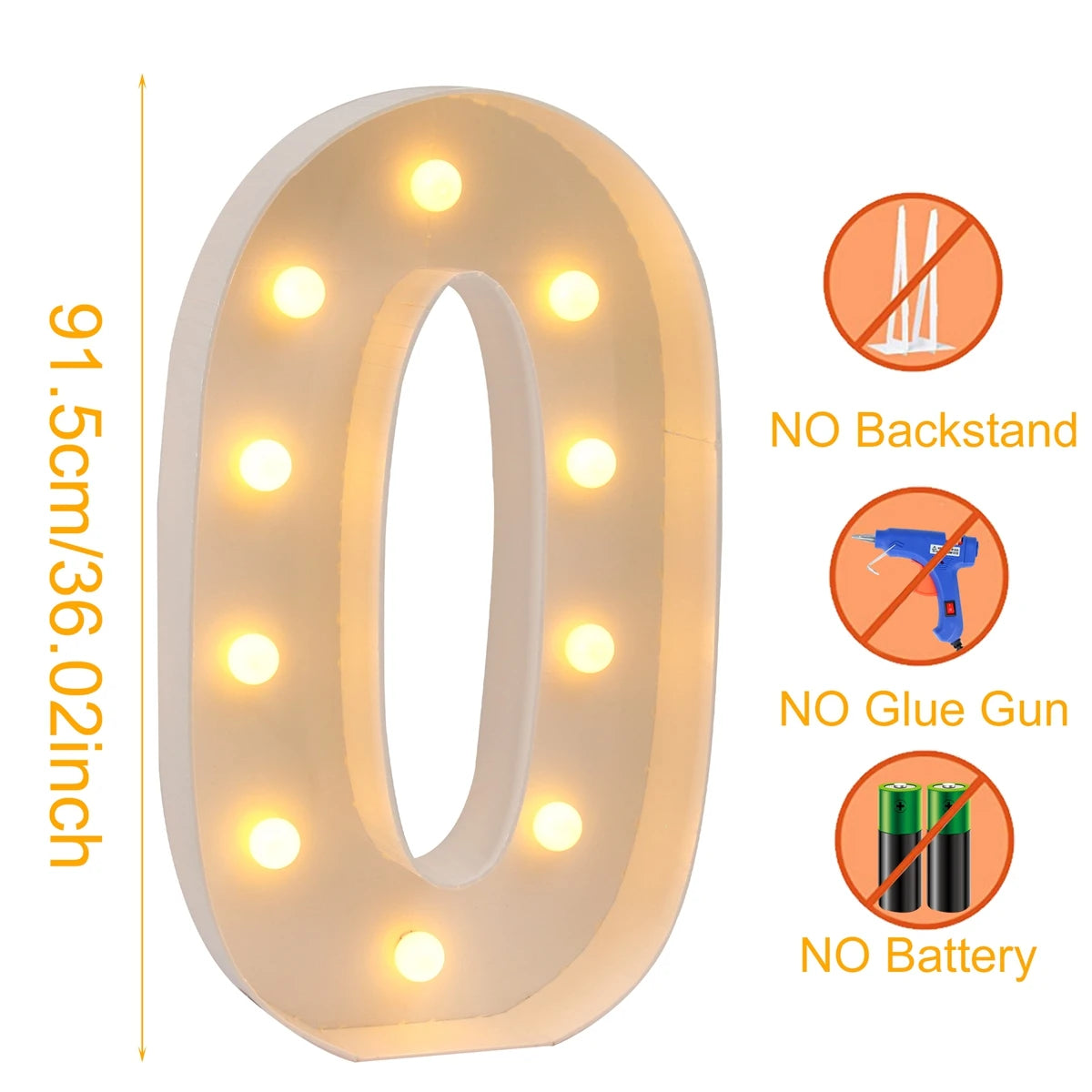 91.5cm Giant Led Light Birthday Number Figure 1st Birthday Anniversary Wedding Baby Shower Decor 30 40 50 Birthday Number Frame