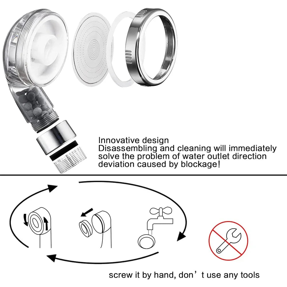 1PC Filtered Shower Head ABS Anti Limestone High-Pressure Water Saving Handheld Clear Showerheads with Filter Beads for Bathroom