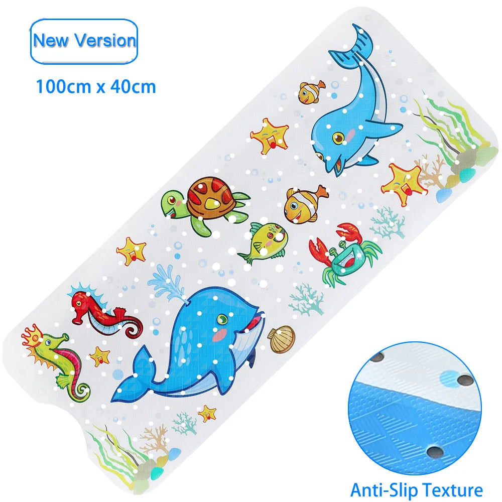 Large Cute Cartoon PVC Bath Mat Anti-Slip Shower Bathtub Mats With Sucker Soft Massage Pad Kid's Elder Bathroom Carpet Rug