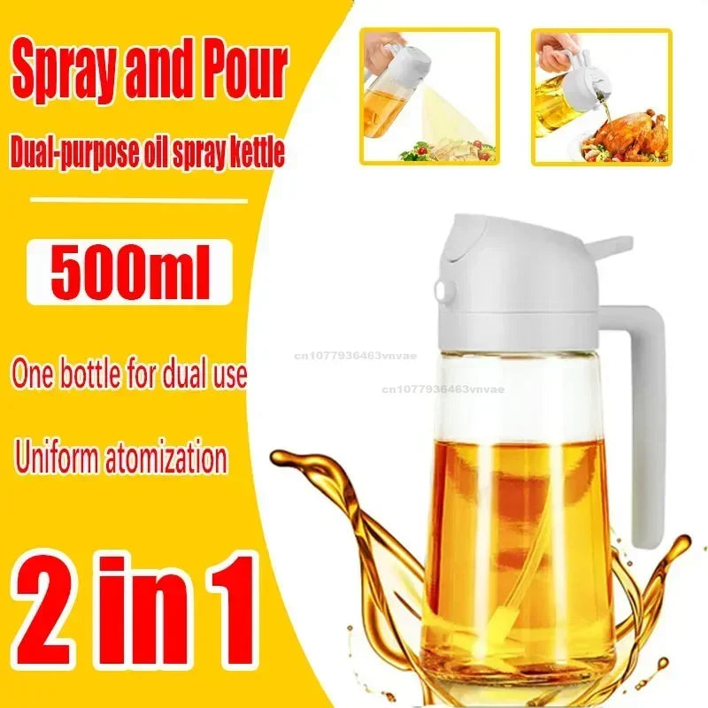 2 in 1 Kitchen Oils Spray Bottle Olive Sprayer Oil Spray Oil Sprayer Plastic for Cooking BBQ Baking Oils Dispenser Accessories